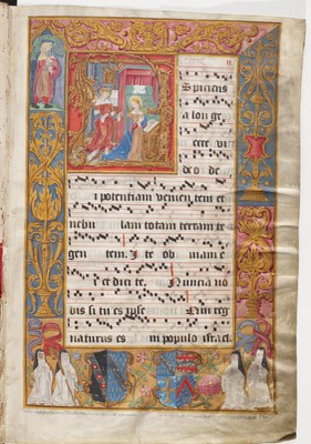Salzinnes Antiphonal, fol. 2r The Salzinnes Antiphonal showing musical notes on a page surrounded by images